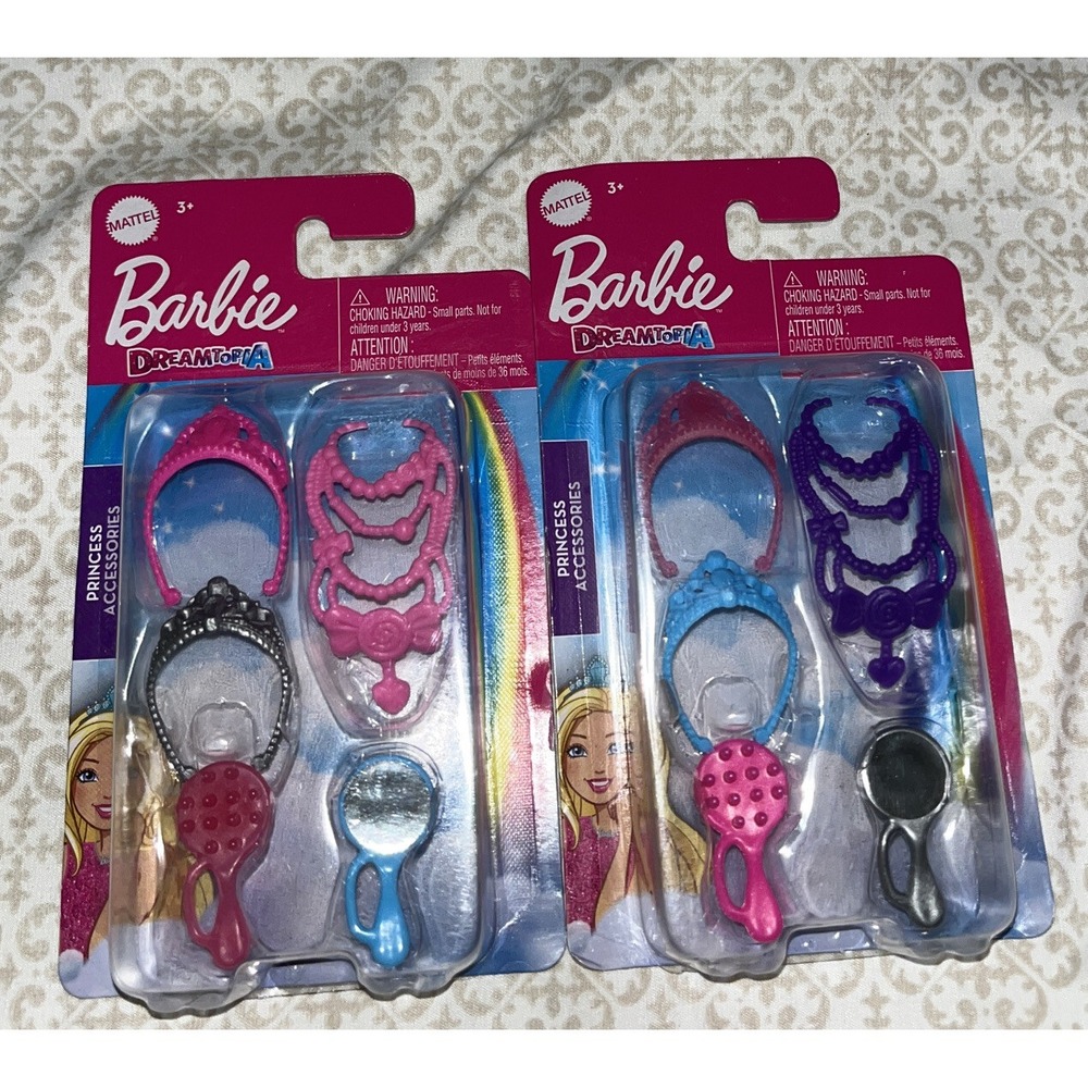 Barbie - Dreamtopia - Princess Accessories - Crowns - Necklace - Etc. Lot Of 2